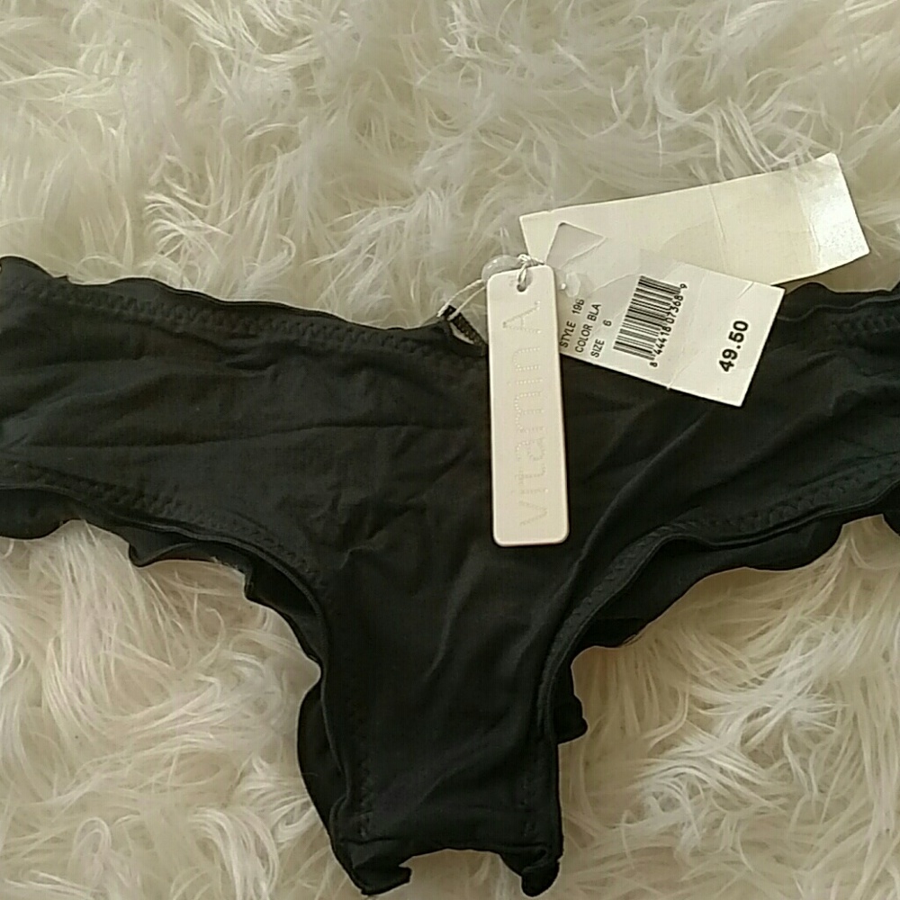 Black Vitamin A Ruffle Brazilian Bottoms